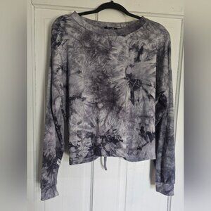 Willow Womens Long Sleeve Dark Tie Dye Top With Peekaboo Tie Back Size XL